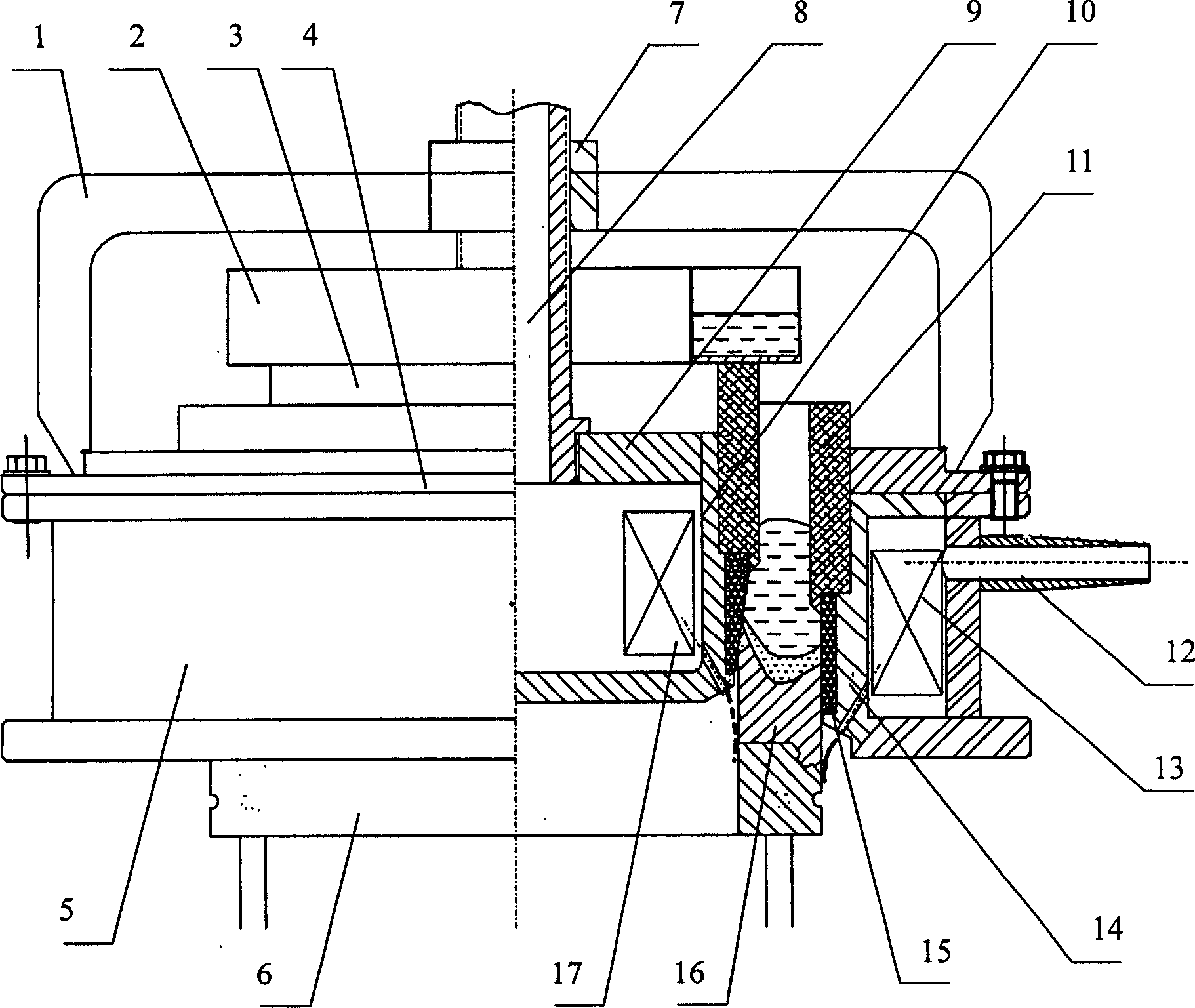 Electromagnetic semicontinuous casting method of aluminium alloy pipe material and its casting device