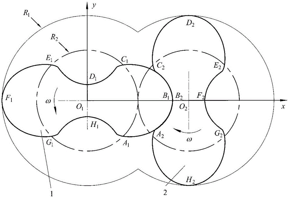 Elliptical-arc-shaped Roots rotor