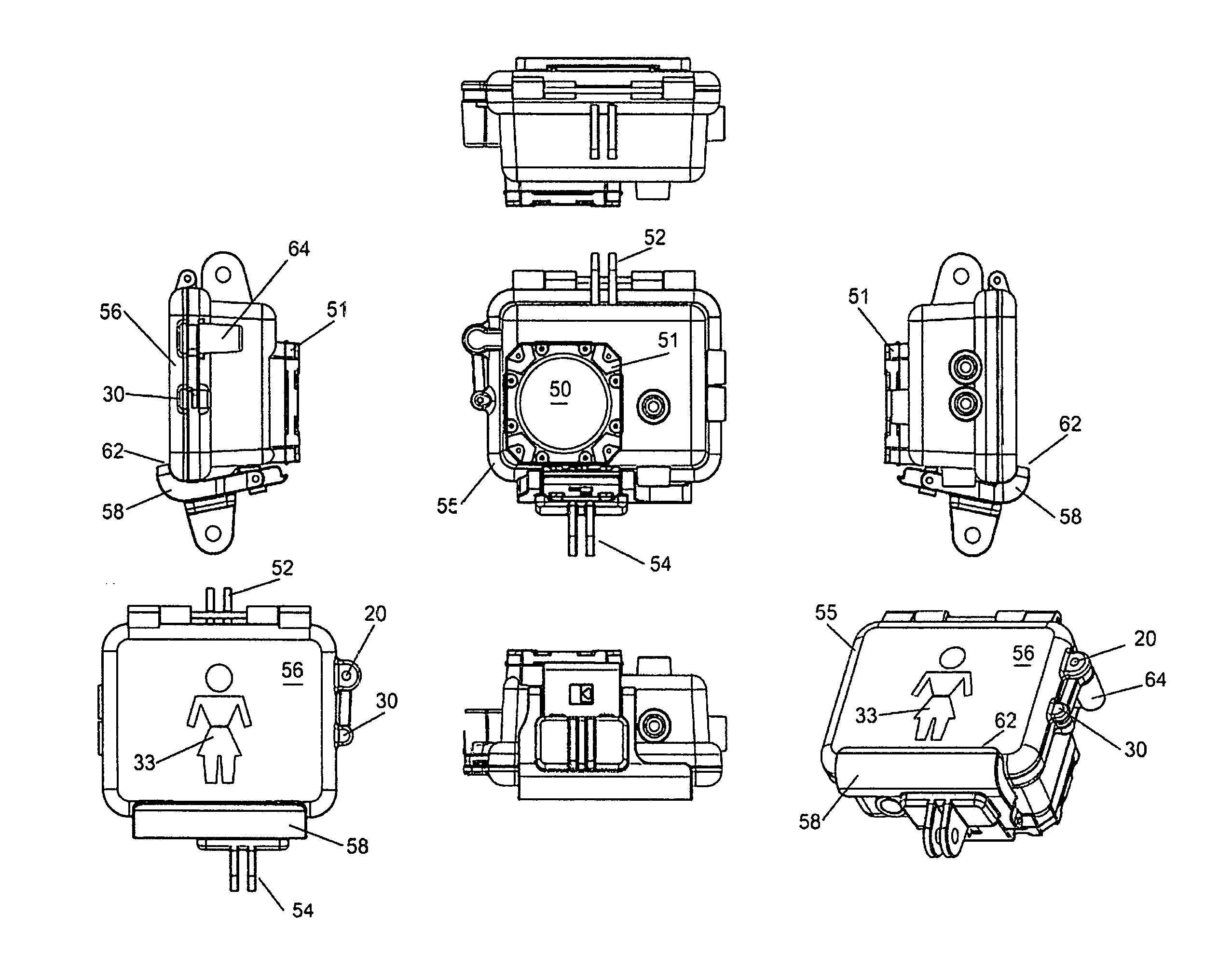 Protective Case for Electronic Camcorders for Air, Land and Underwater Use Employing Dual Lens Covers