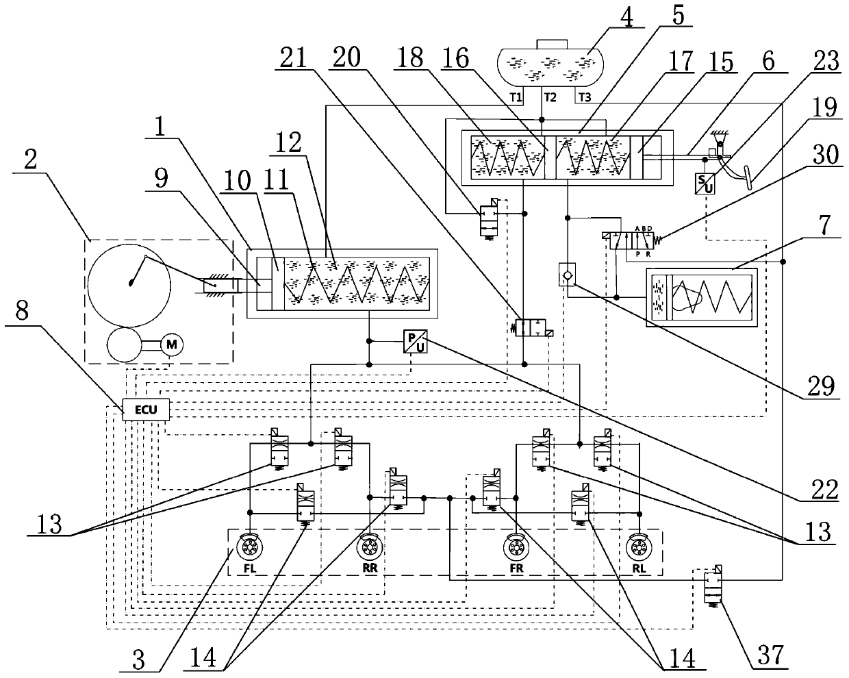 Brake-by-wire system capable of simulating controllable pedal feeling