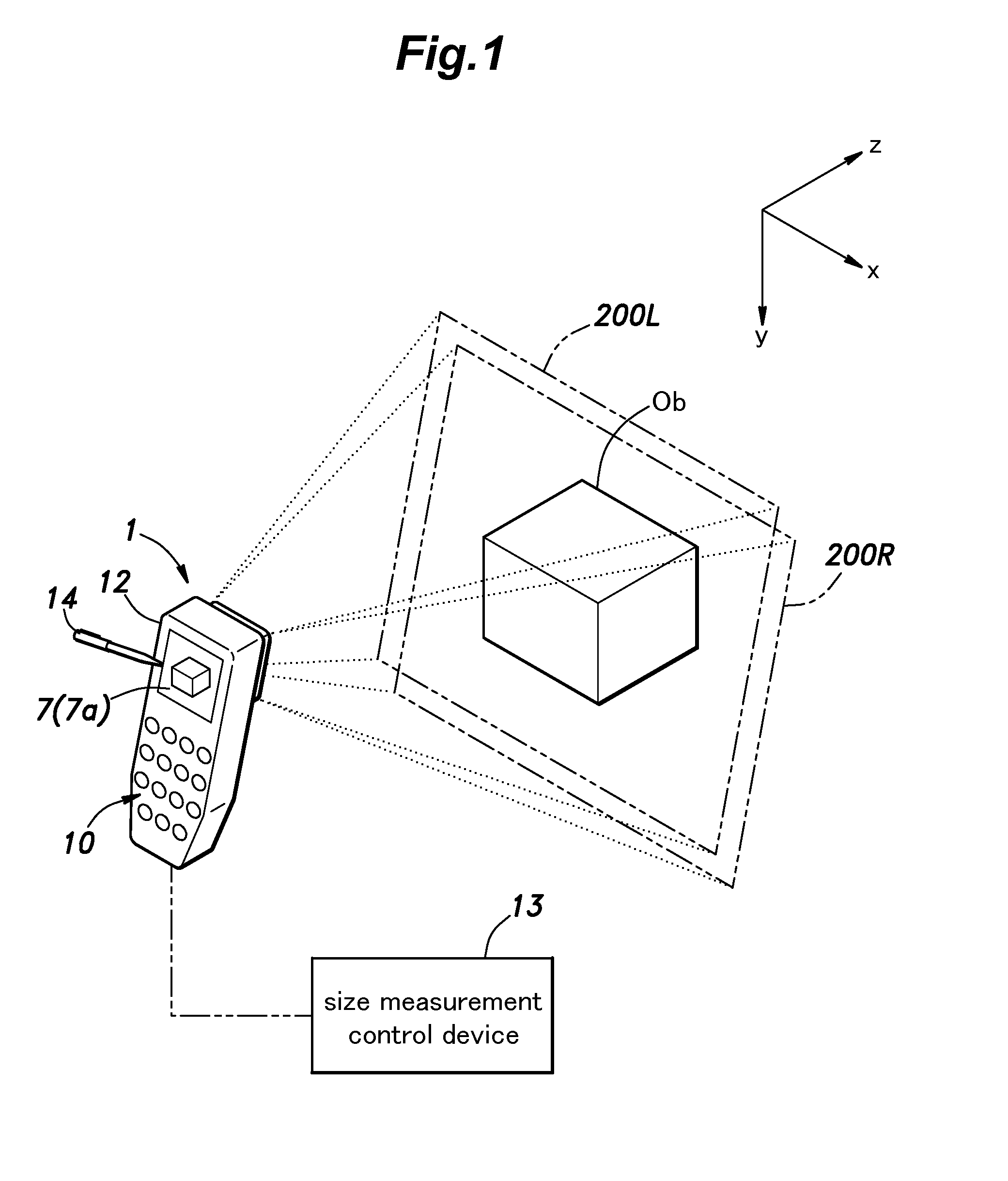 Size measurement device and size measurement method