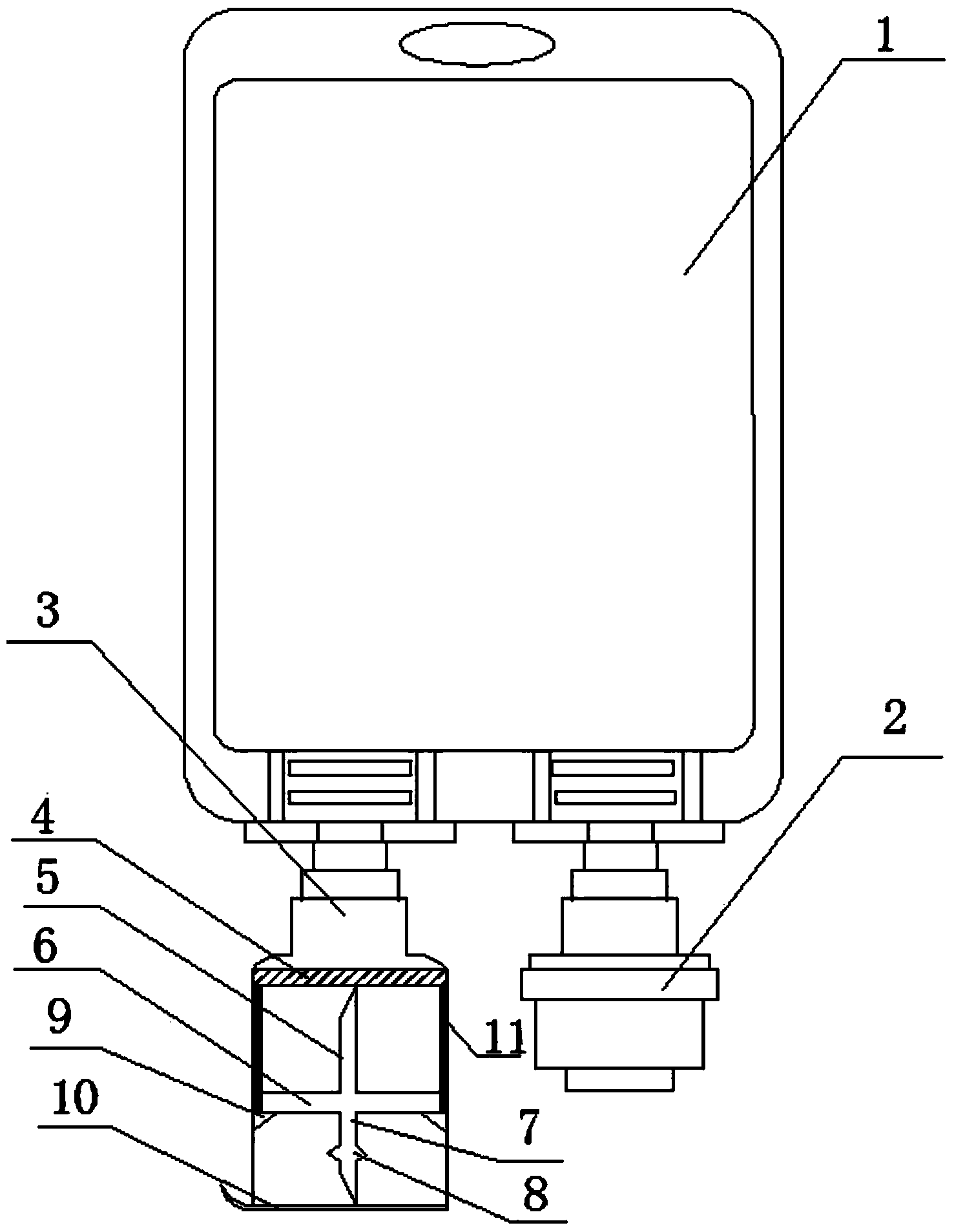 Direct dispensing type double-pipe infusion soft bag