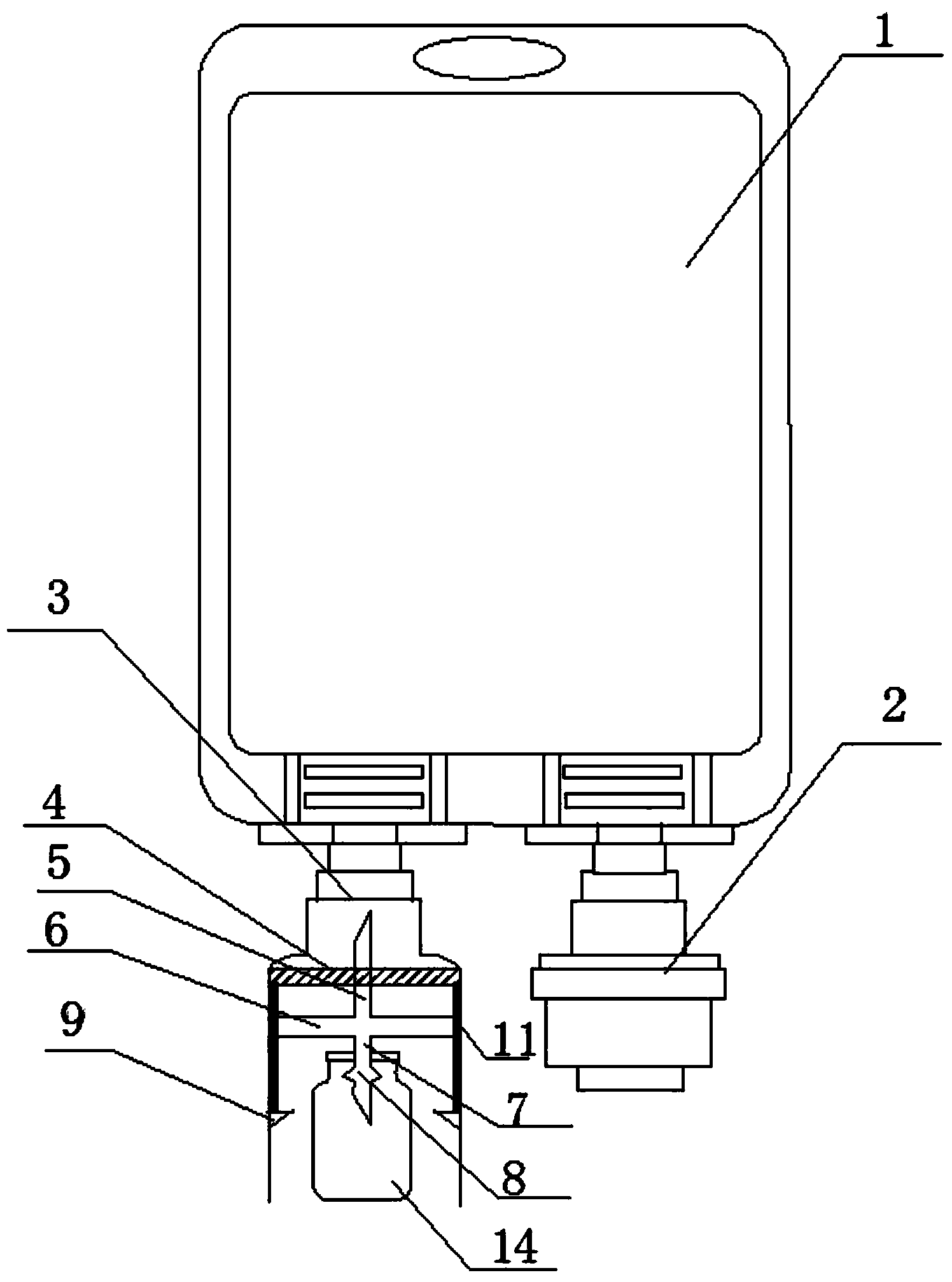 Direct dispensing type double-pipe infusion soft bag