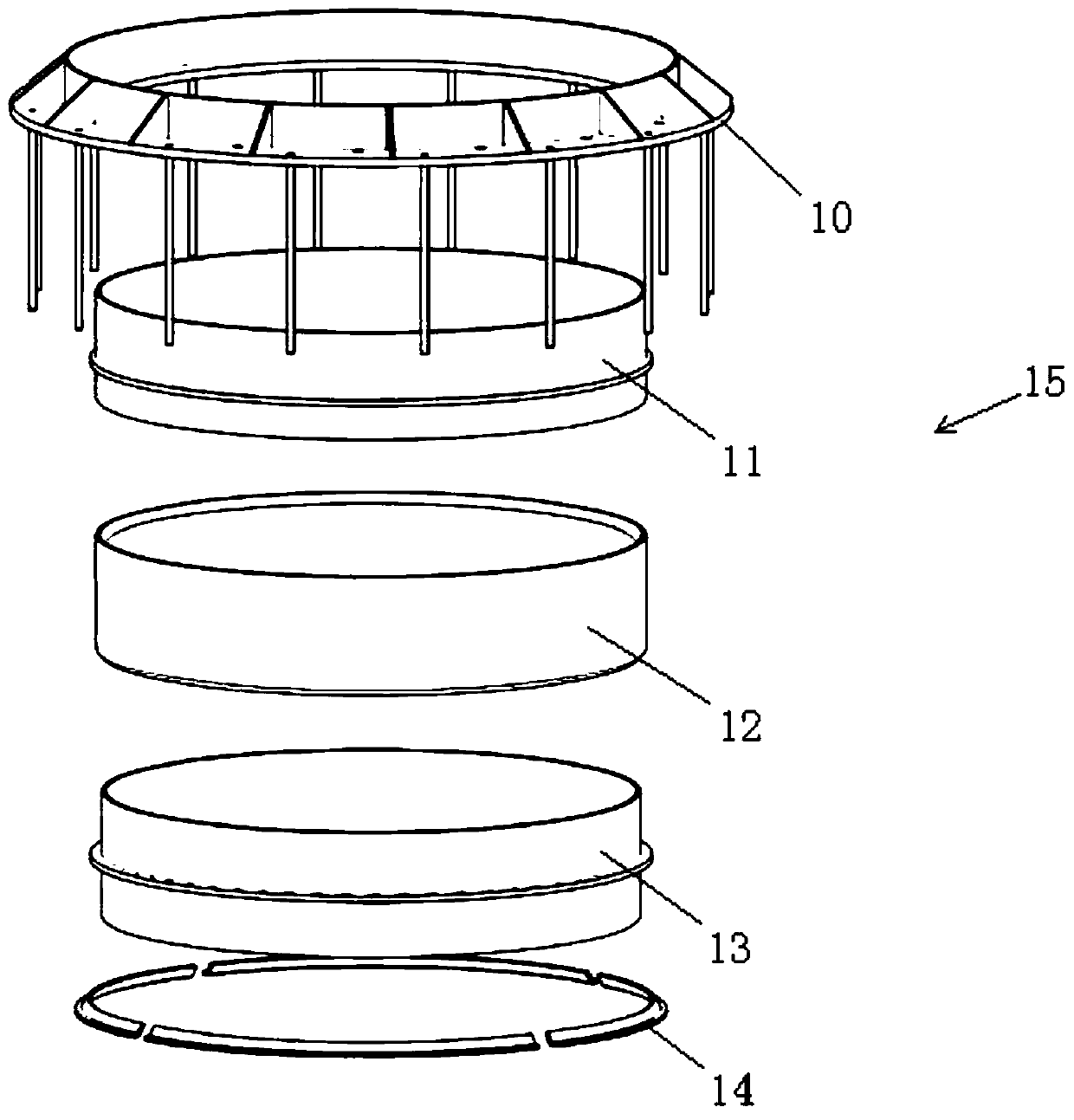 Method for making and installing embedded parts of shaft wellhead of high temperature gas-cooled reactor