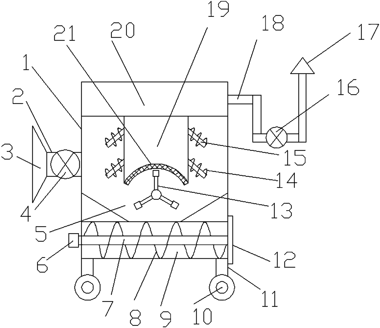 Efficient dust removal device for dust treatment