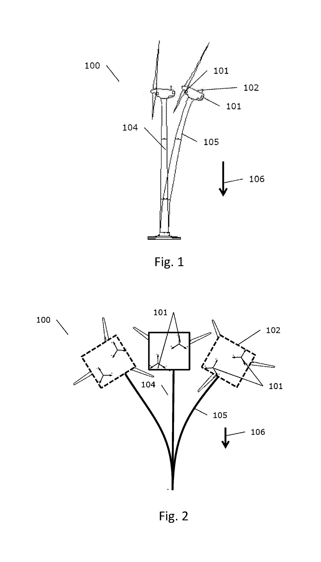 Control of a wind turbine comprising multi-axial accelerometers