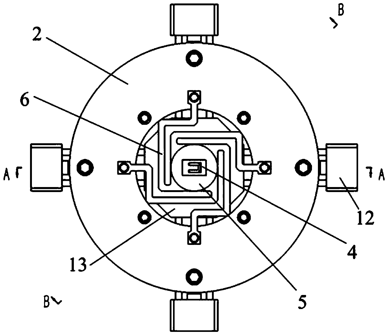 Four-axis vibration excitation device for testing the dynamic characteristics of mems microstructures