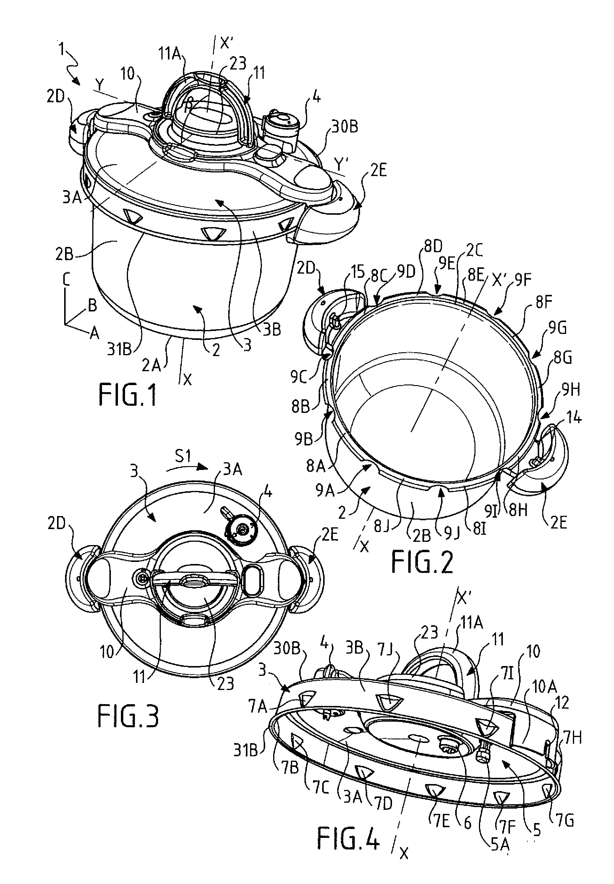 Pressure cooker provided with a manual control for controlling locking