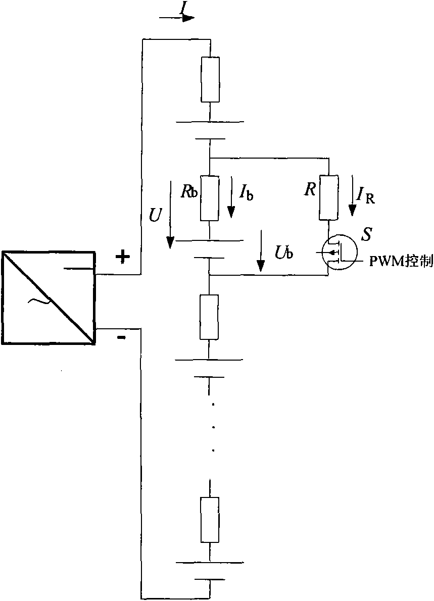 Method for realizing dynamic voltage balancing of battery pack in charging state by PWM shunting