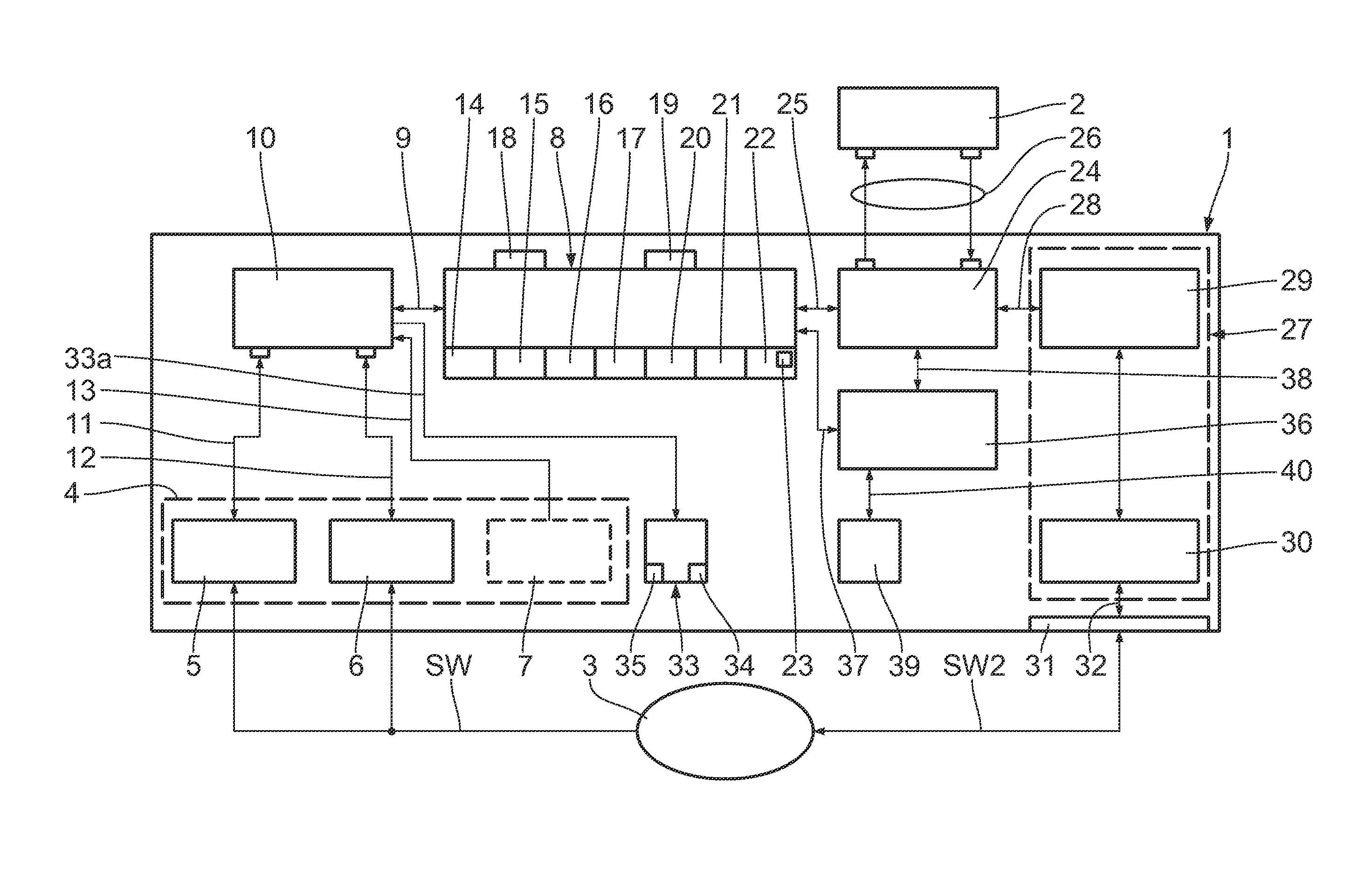 Remote control device for controlling a mechanism with the aid of a movable object and interface module for communication between modules of a remote control device of this type or between one of the modules and an external mechanism