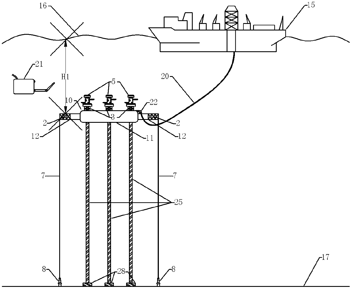 Ultra-deepwater offshore oil-gas engineering developing system and mounting method thereof