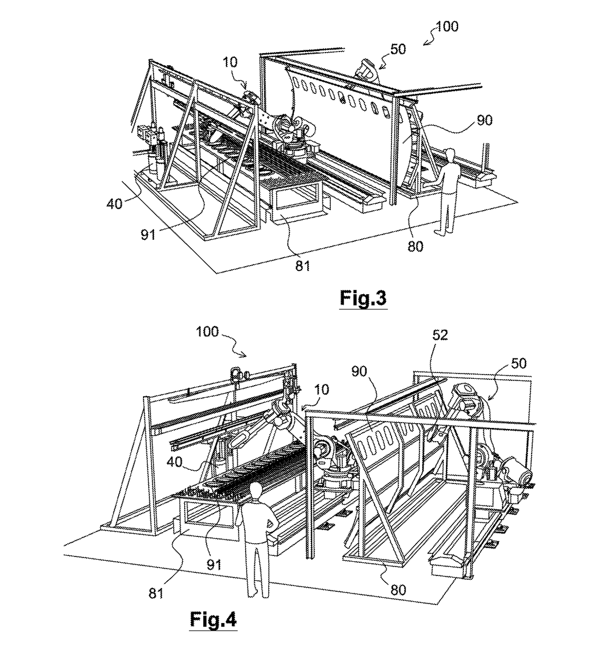 Device for pre-assembling parts, with the interposition of mastic, and pre-assembly method