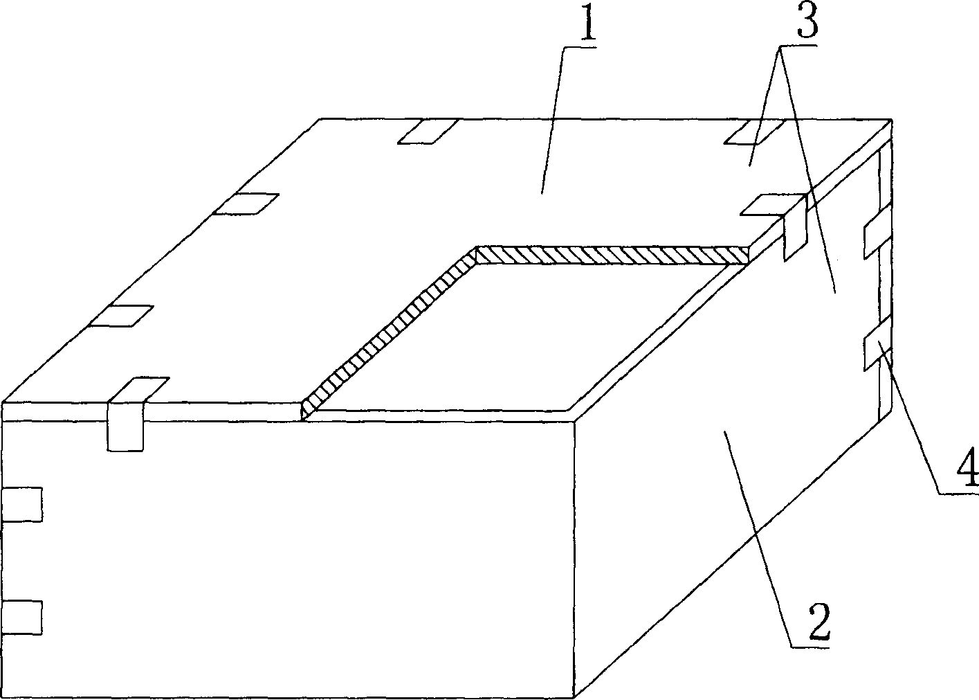 Component part in cavity die body for filling concrete