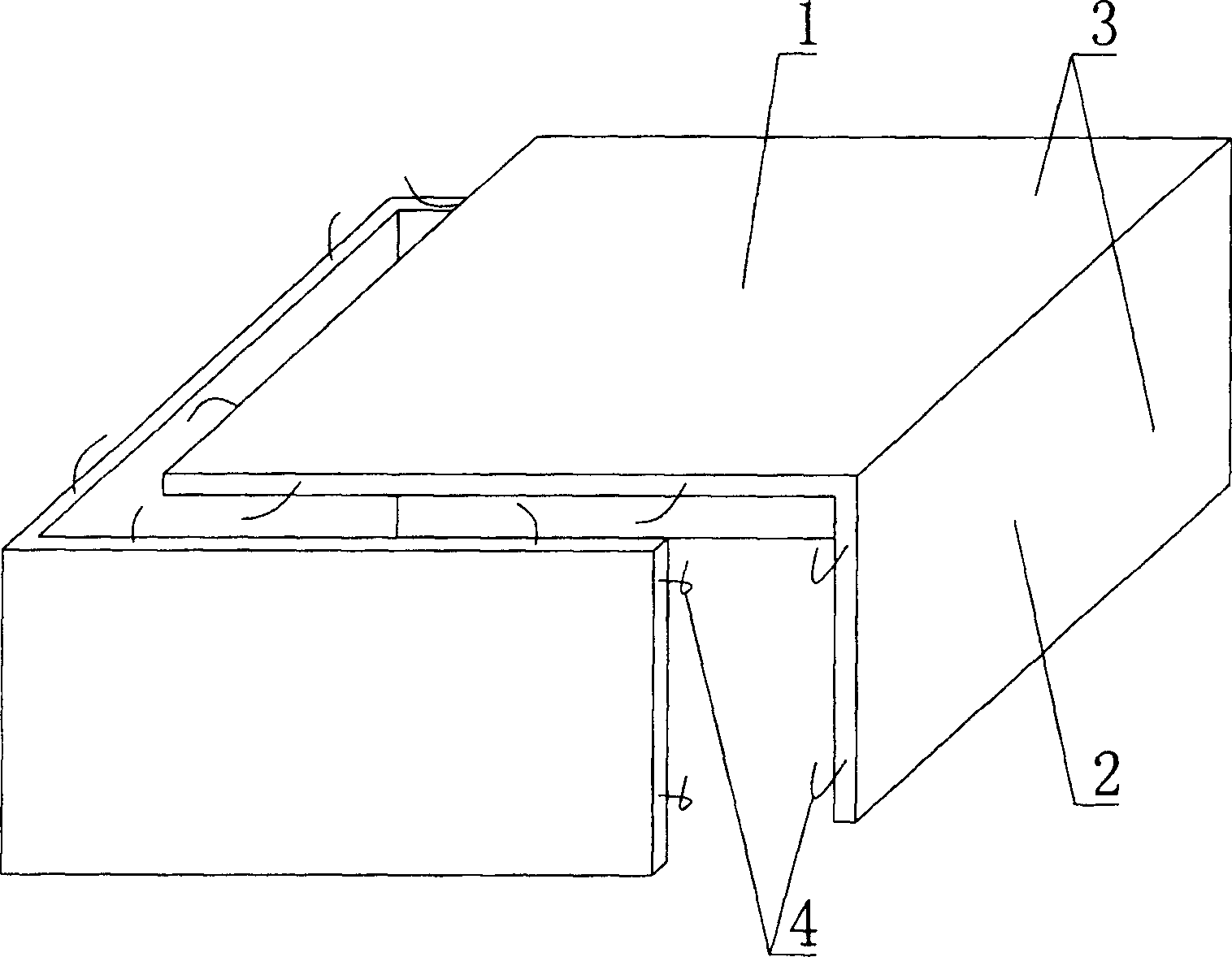 Component part in cavity die body for filling concrete