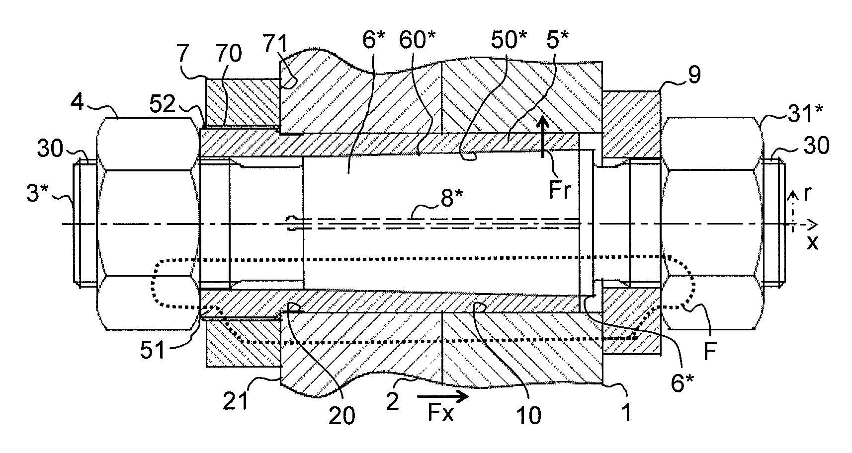 Connecting arrangement and connecting method, in particular by way of non-positive connection on all sides