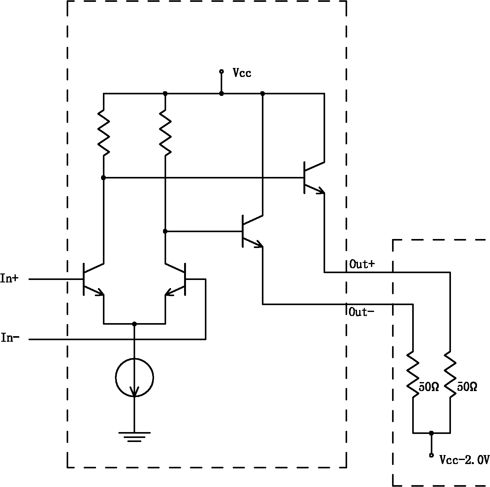 PECL (Positive Emitter Coupling Logic) level interface circuit