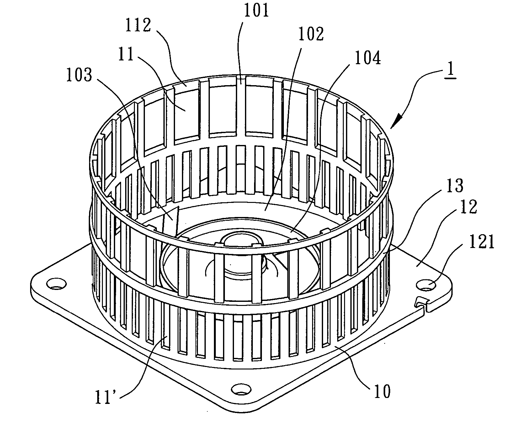 Housing for axial flow heat-dissipating fan