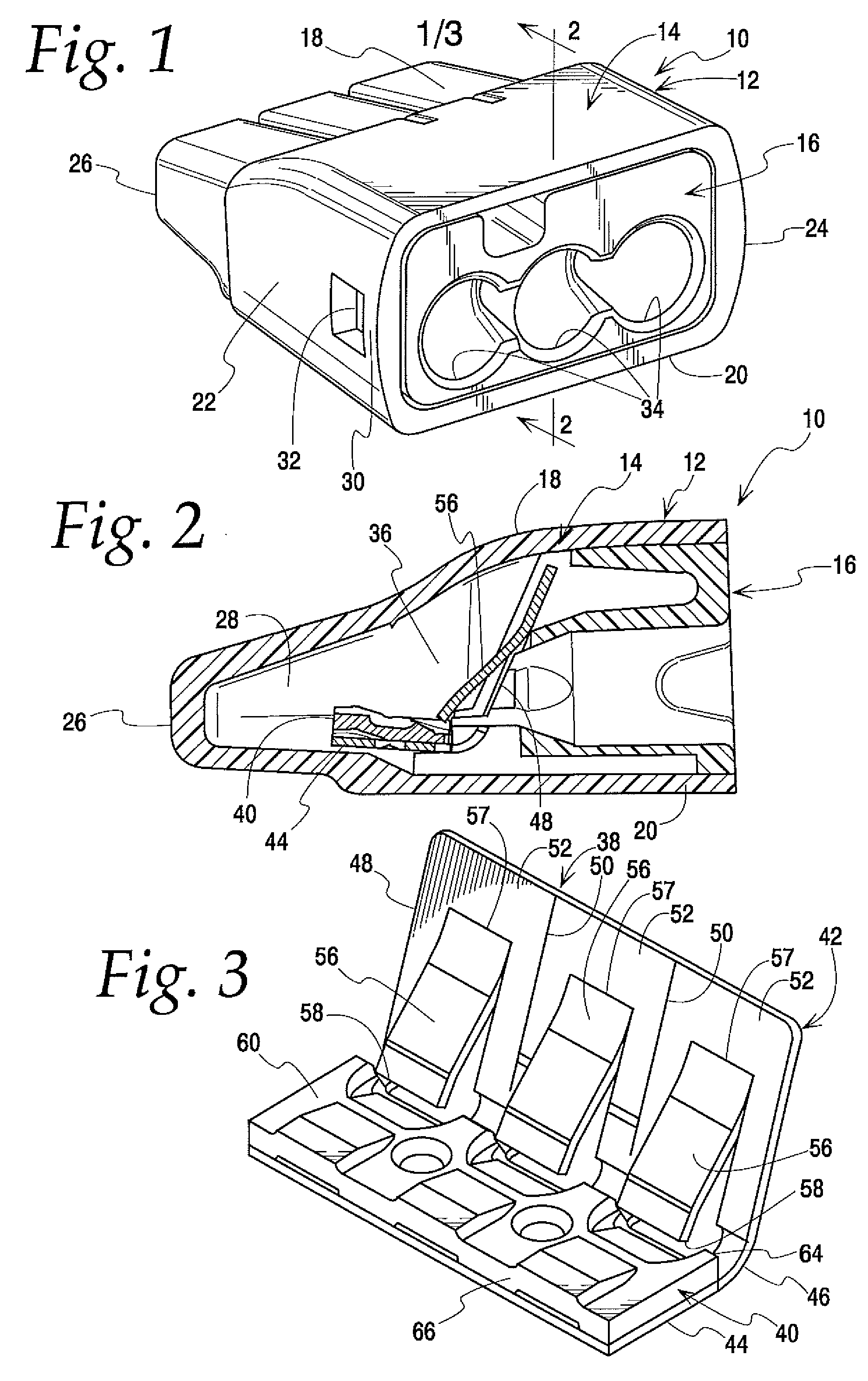 Push-in wire connector with improved busbar