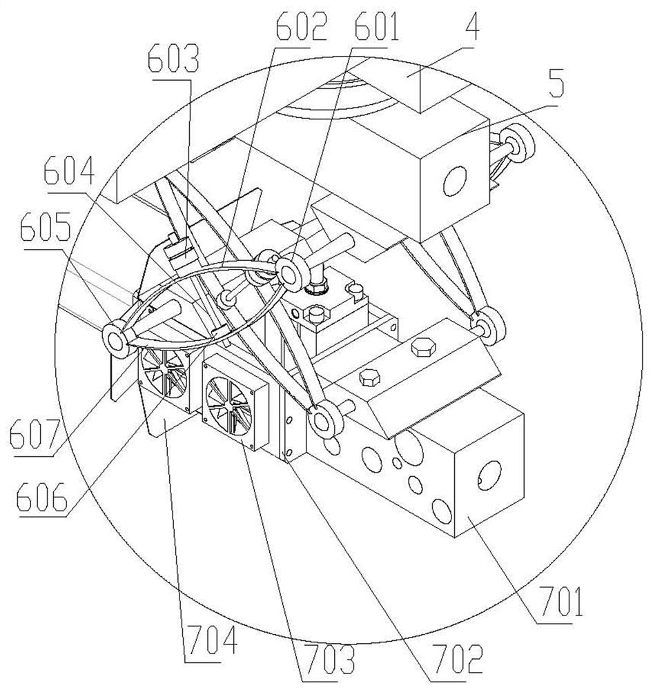 Sectional material clamping upside-down hanging table type equipment