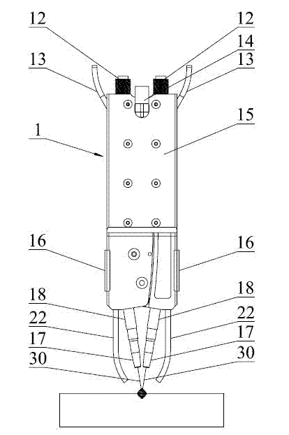 Narrow gap double-wire welding gun