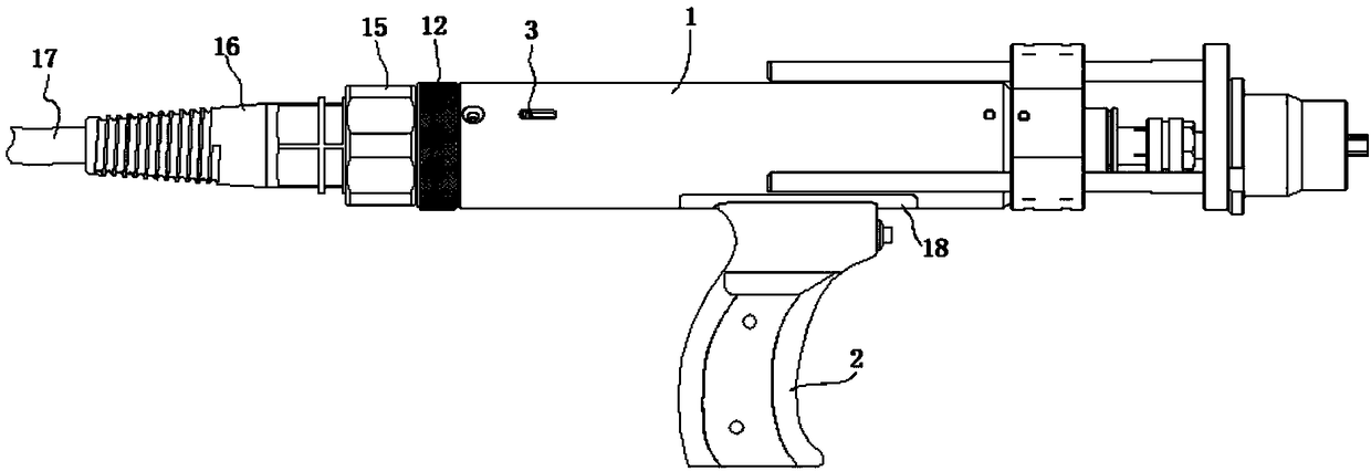 Tail line-out knob adjusting structure of draw-arc-type stud welding gun