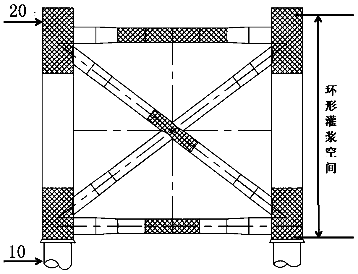 Underwater grouting construction system and method of straight pile outer-sleeve type jacket with first pile method