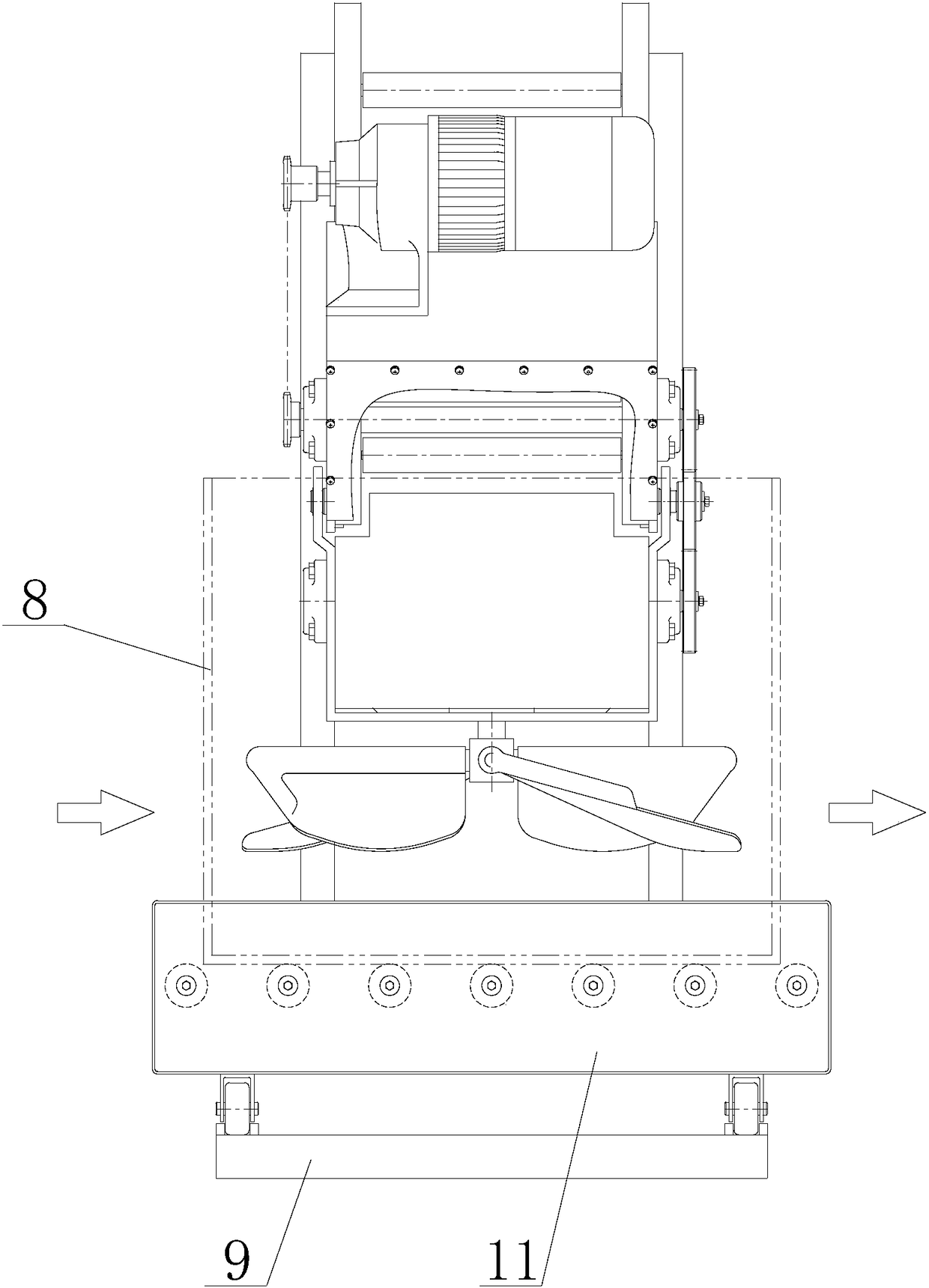 Even-distributed blanking type melon and fruit automatic packing machine and packing method