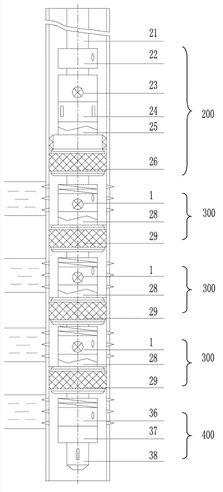 Multi-layer multi-section continuous oil testing system without lifting tubular column and operation method thereof