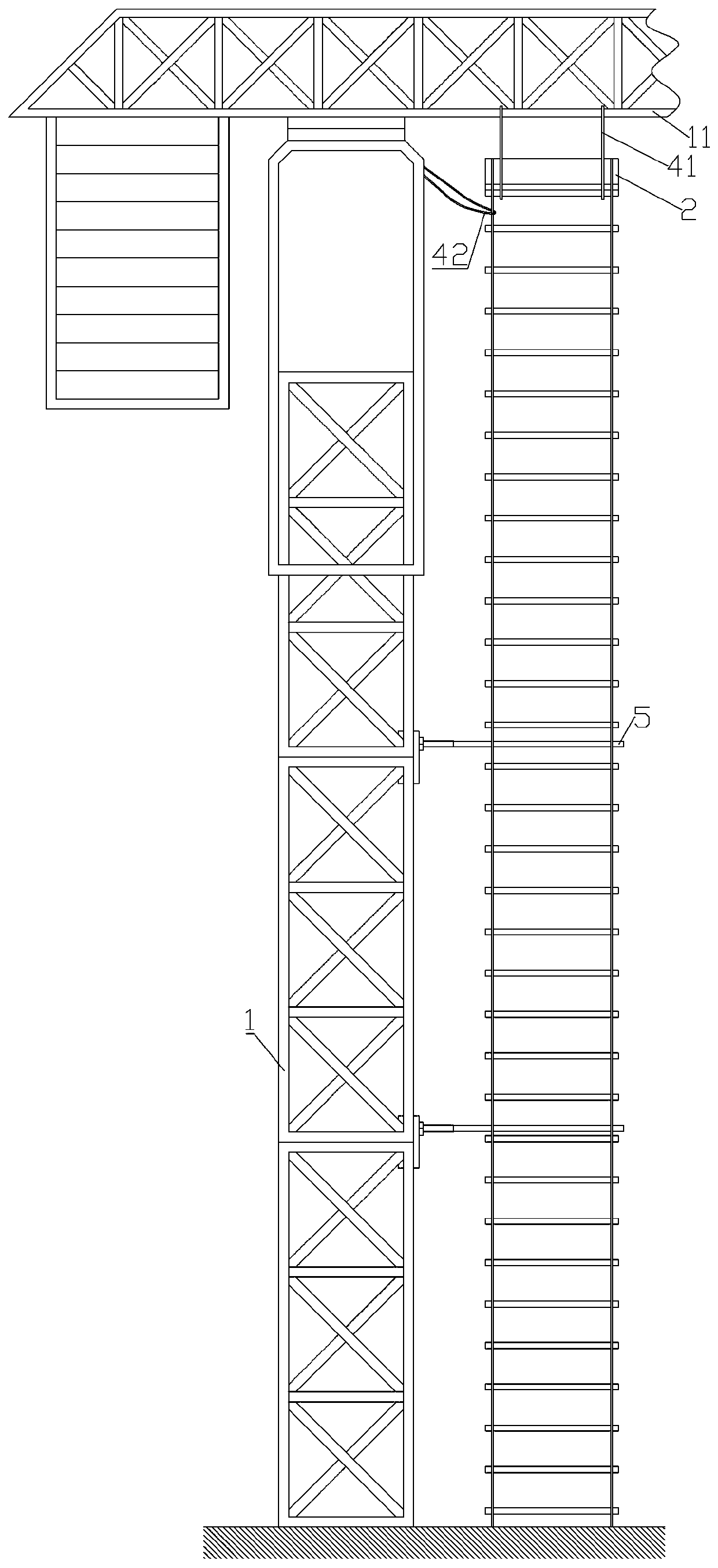 Vertical ladder for wall construction