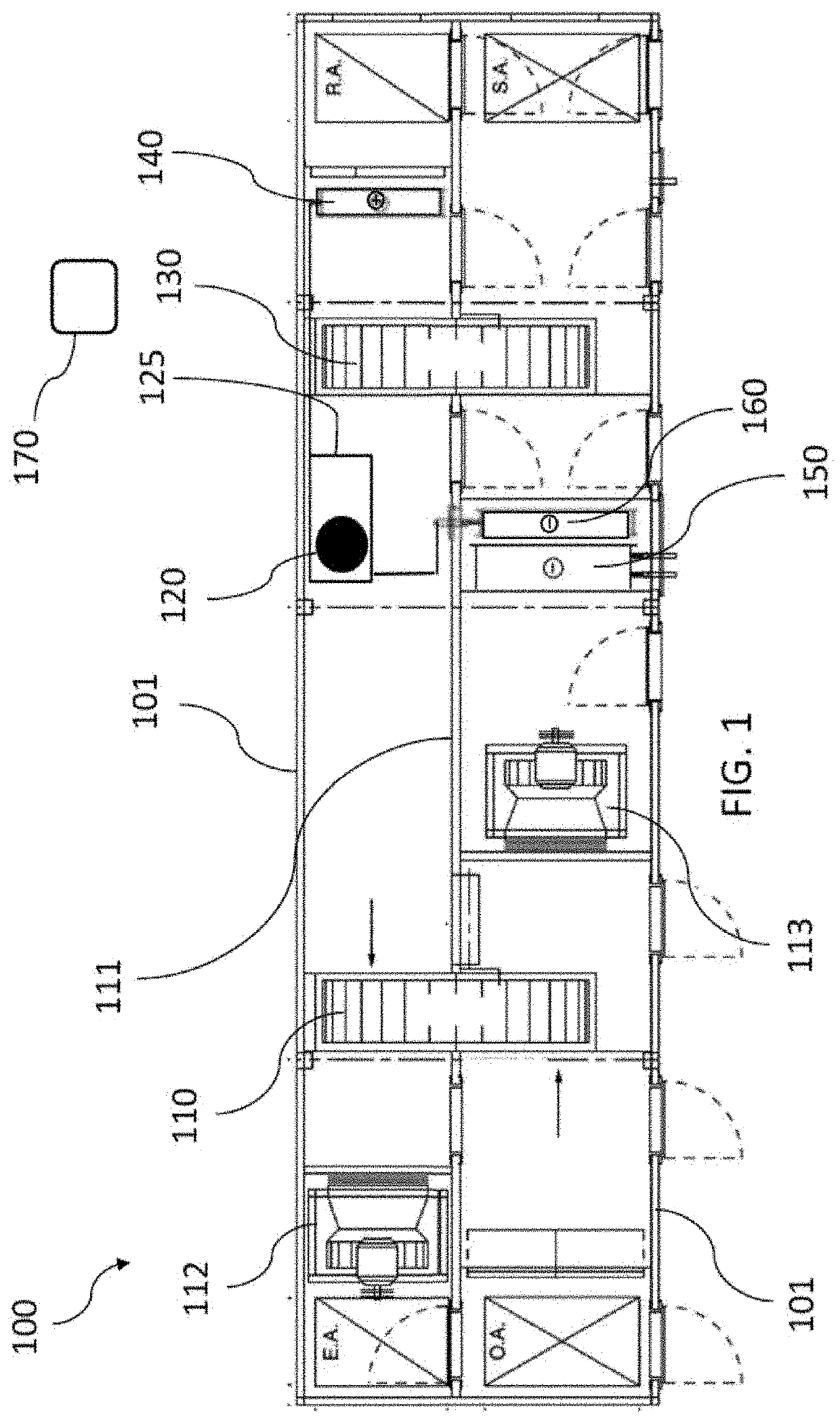 Air conditioning with recovery wheel, dehumidification wheel, cooling coil, and secondary direct-expansion circuit