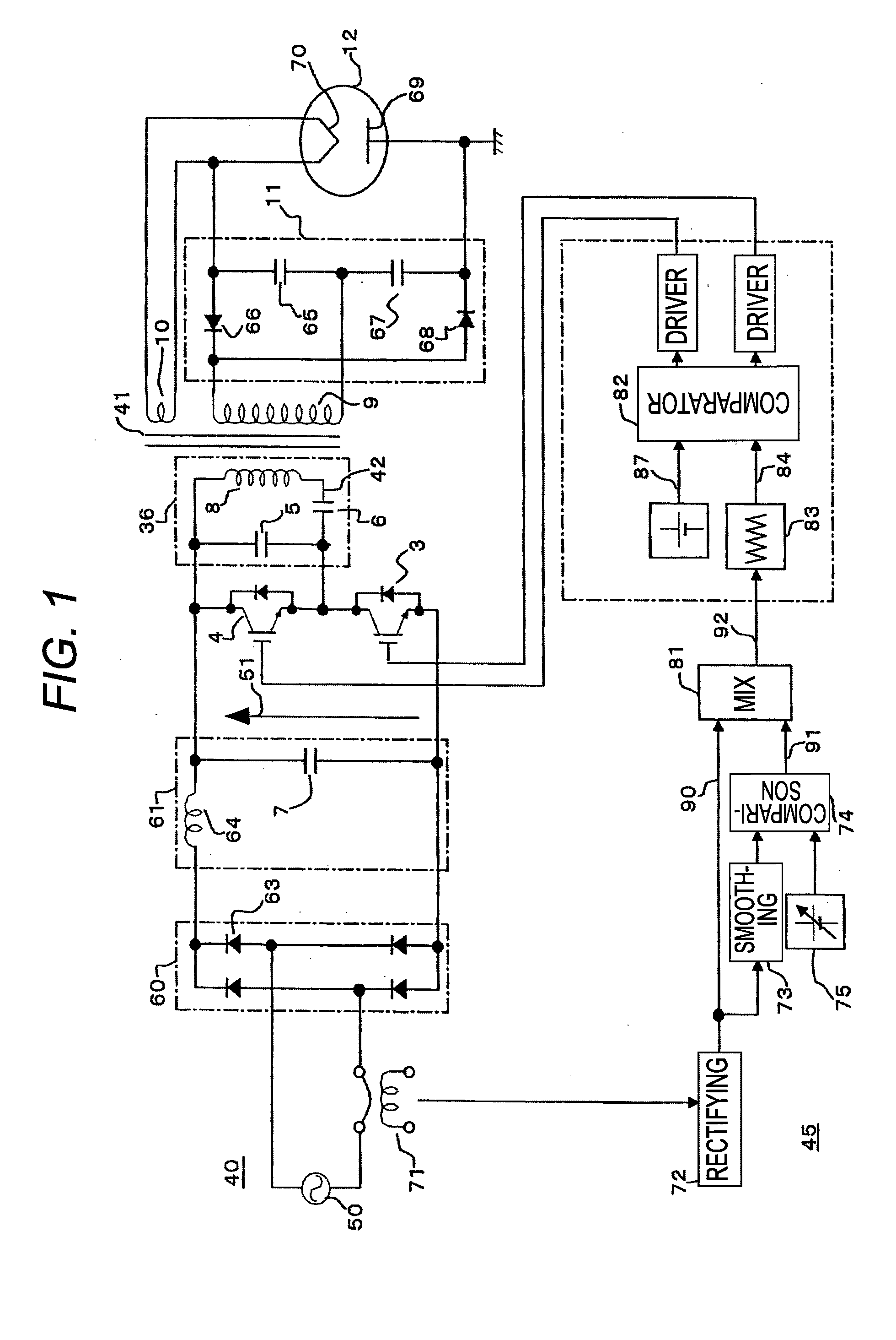 Power control unit for high-frequency dielectric heating and control method thereof