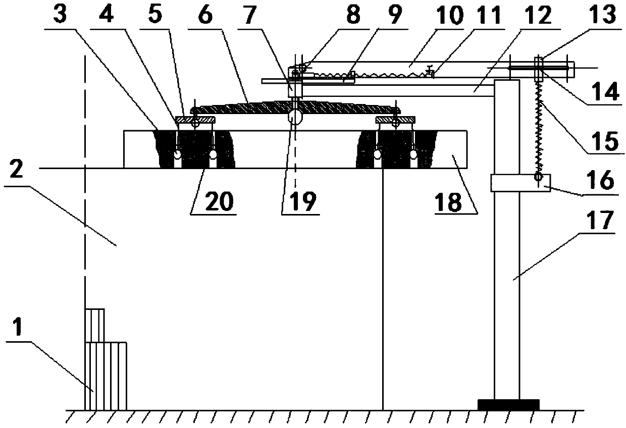 Calibration disc unloading and load-transferring device of large ring polishing machine