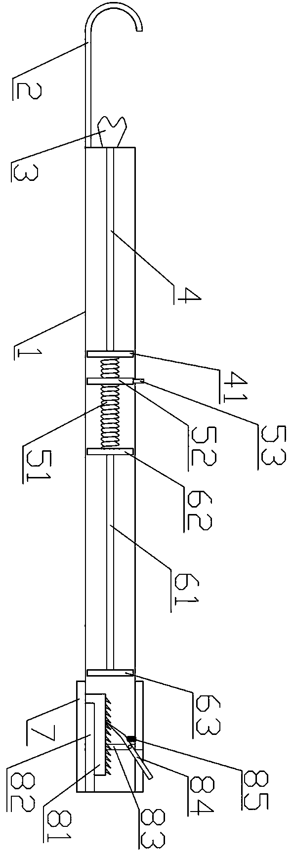 Elastic pressing type hot-line work insulating lock rod