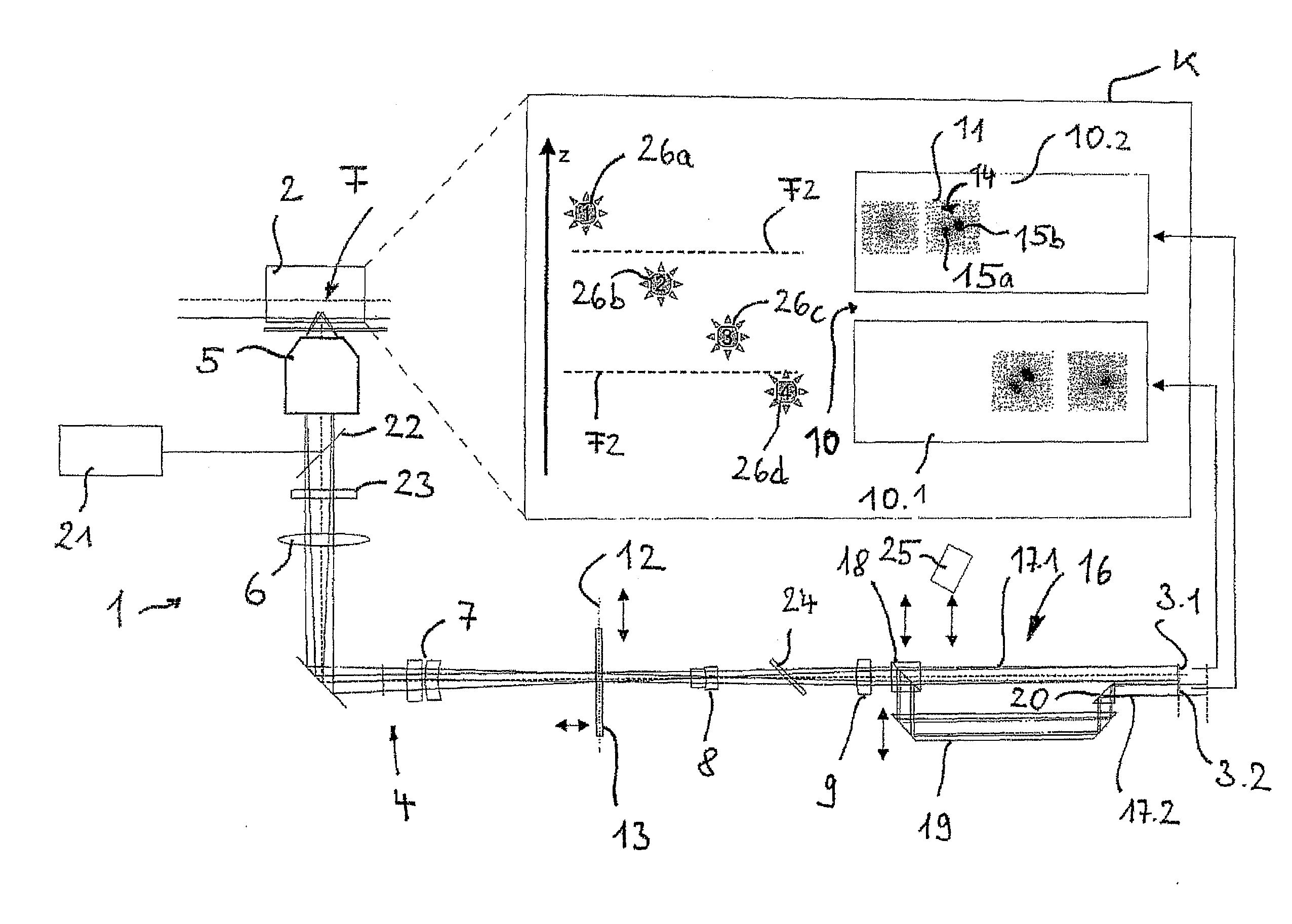 Microscope and method for 3D high-resolution localization microscopy with an enlarged measurement region