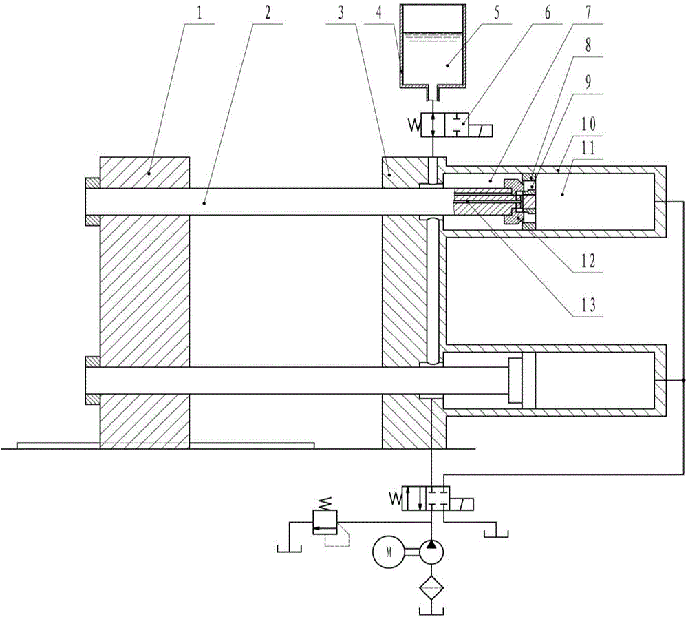 Volume supplementary type mold locking device adopting equivalent volume replacement