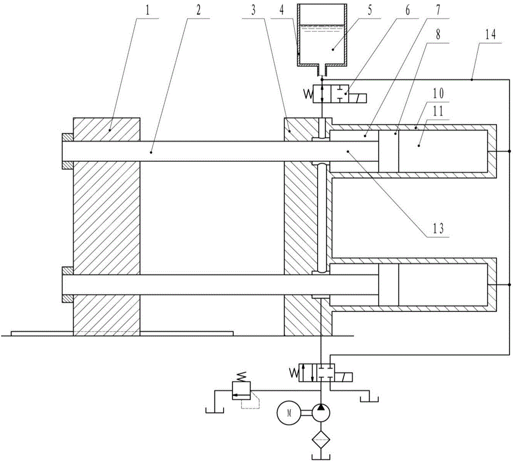 Volume supplementary type mold locking device adopting equivalent volume replacement