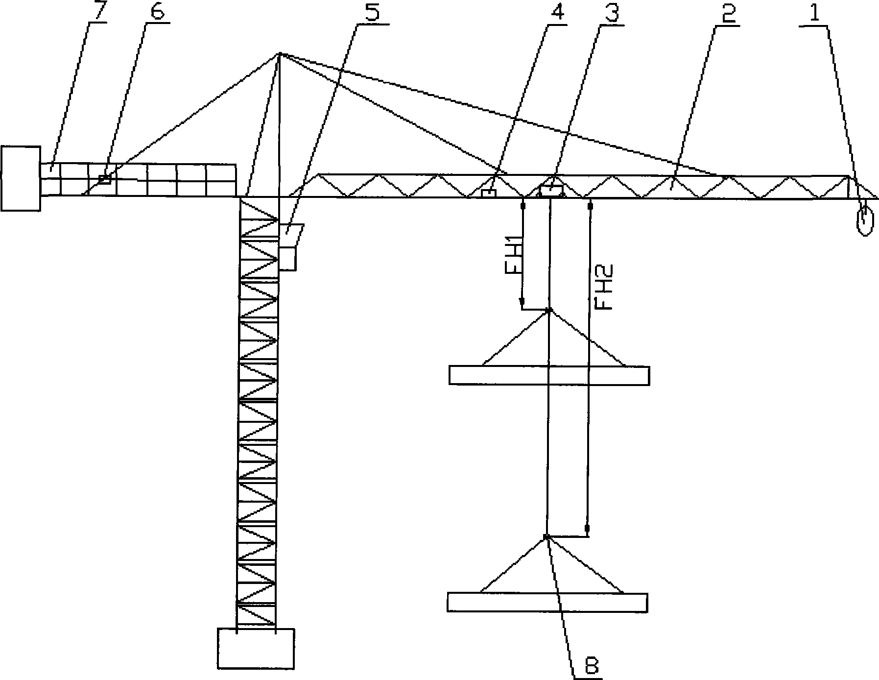 Automatic guiding system and method of tower crane