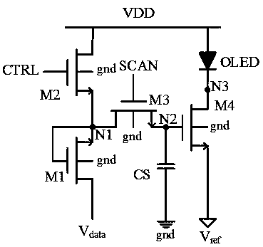 A silicon-based oled pixel circuit and its method for compensating for changes in oled electrical characteristics