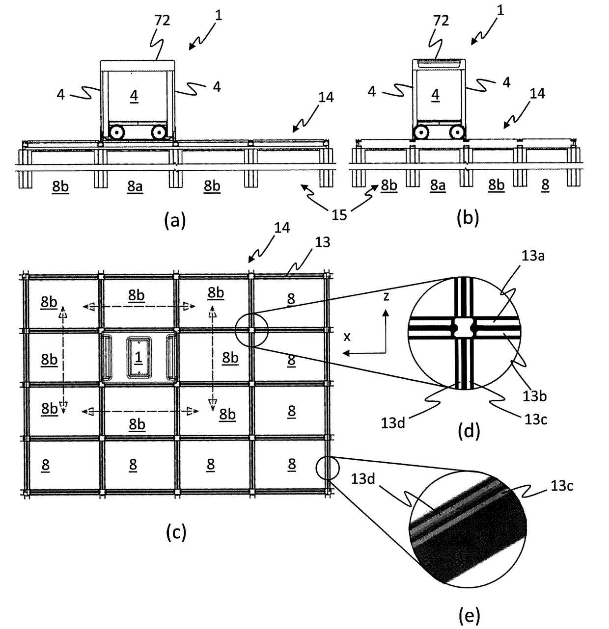 Robot for transporting storage bins