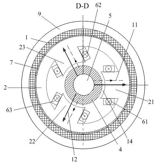 Radial-axial three-degree-of-freedom alternating current-direct current hybrid magnetic bearing