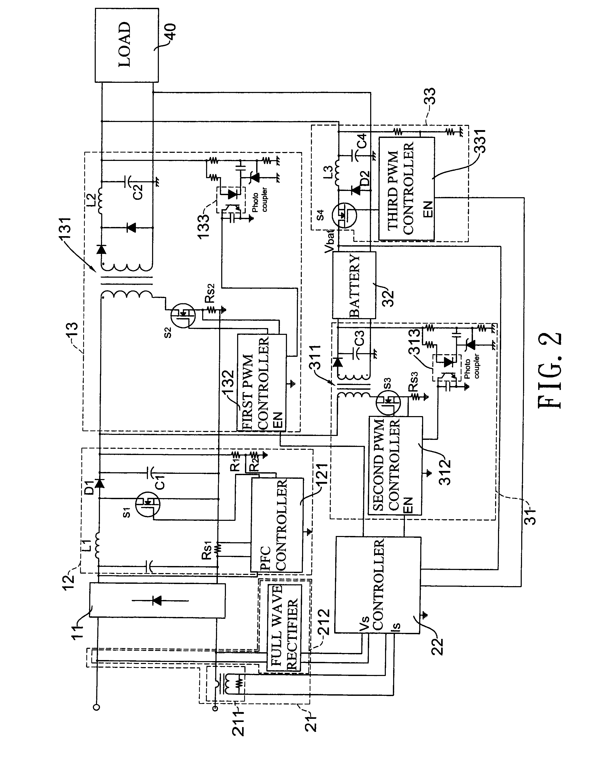 Switching power supply with increased efficiency at light load