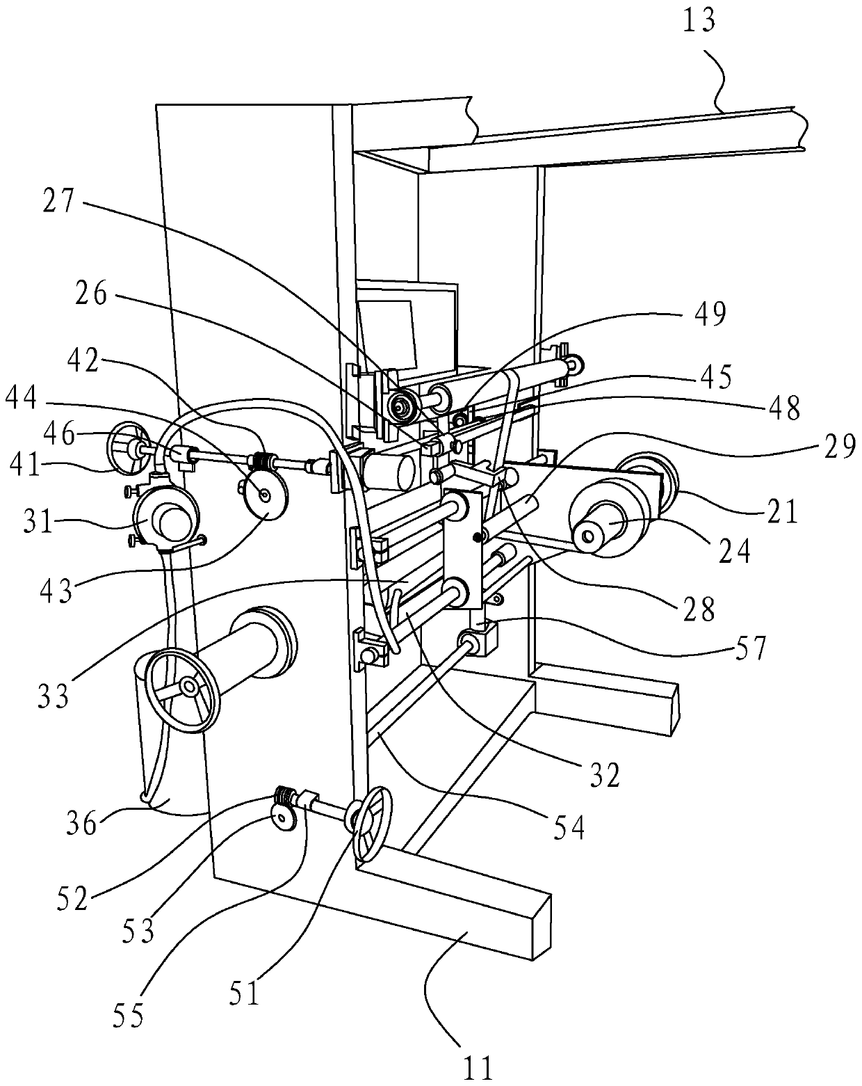 Automatic wiredrawing film compounding machine for clothing packaging bag