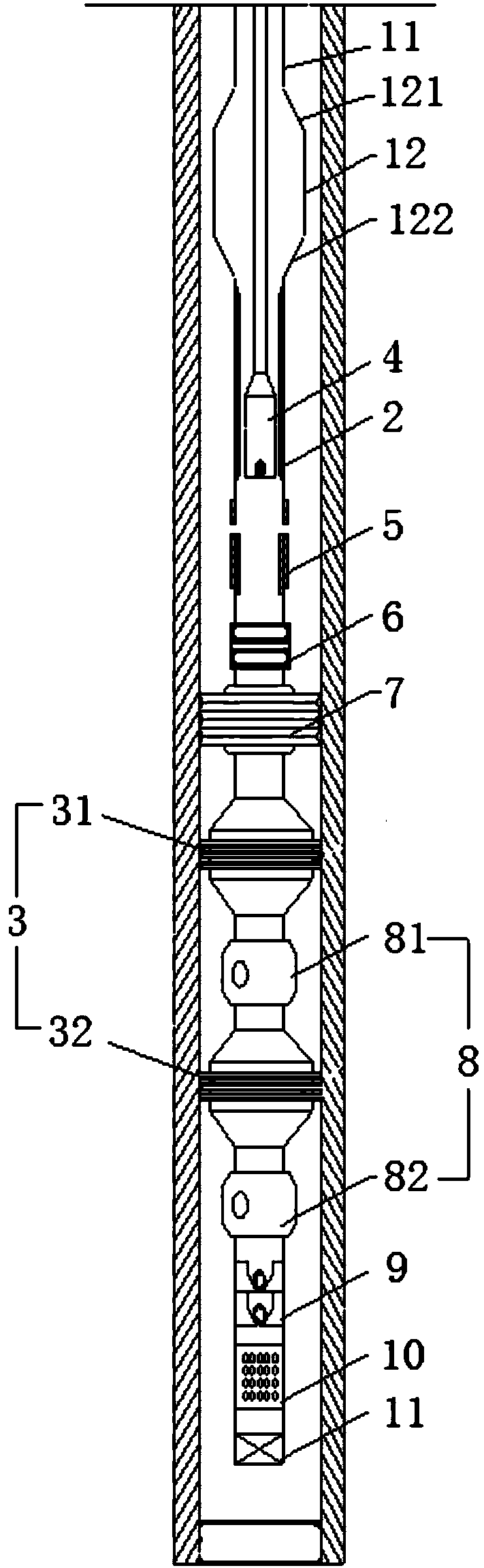 Layered injection and production integrated pipe column and process