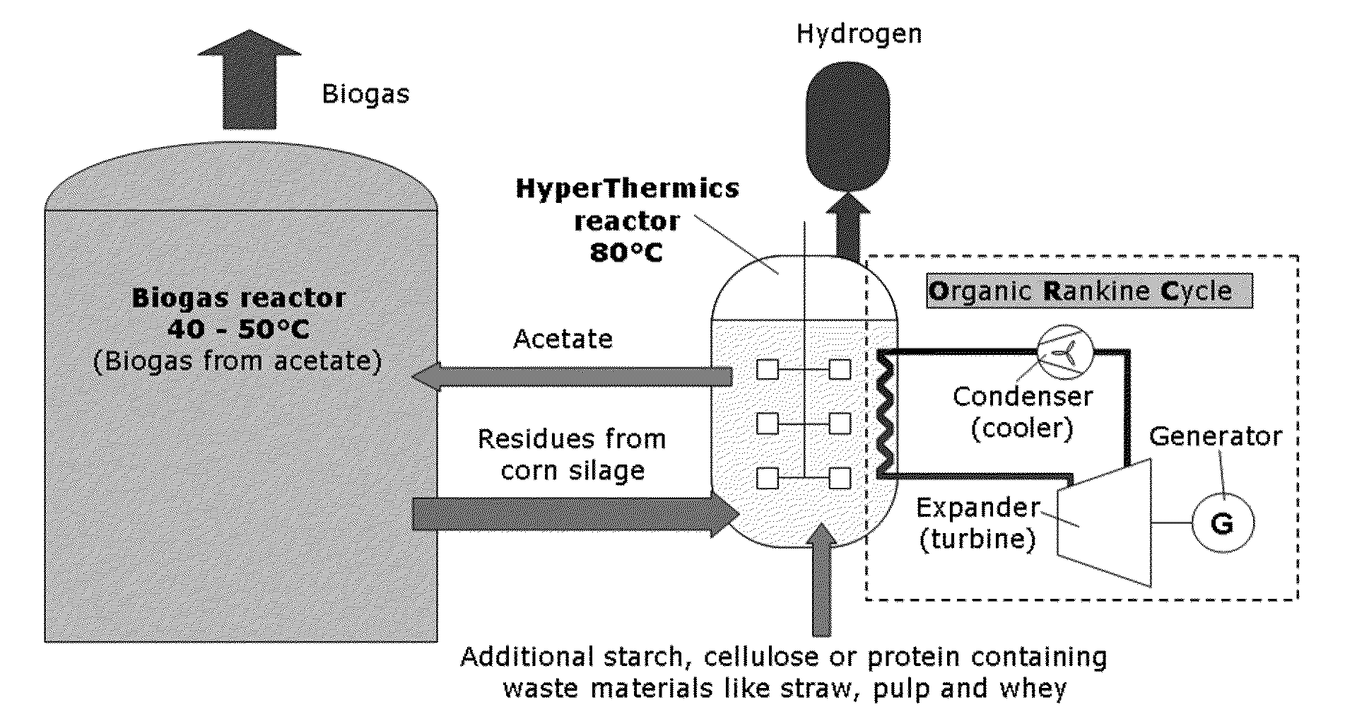 Energy production with hyperthermophilic organisms