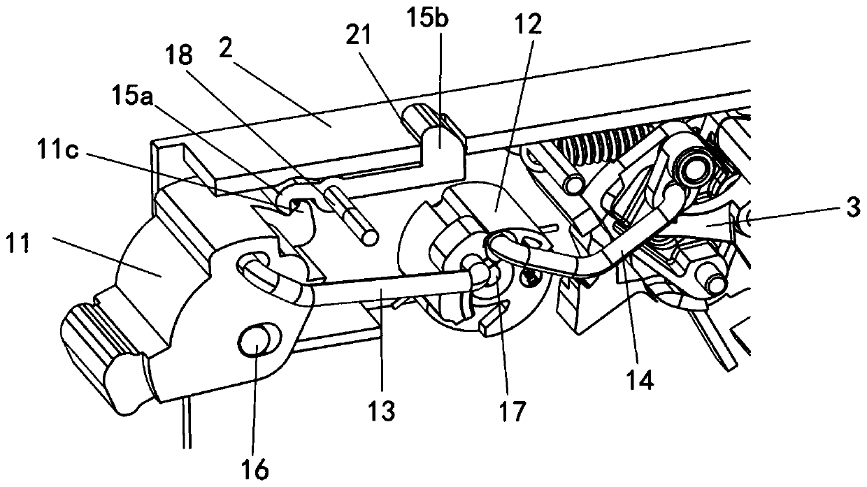 Switching-on and switching-off handle mechanism of plug-in circuit breaker