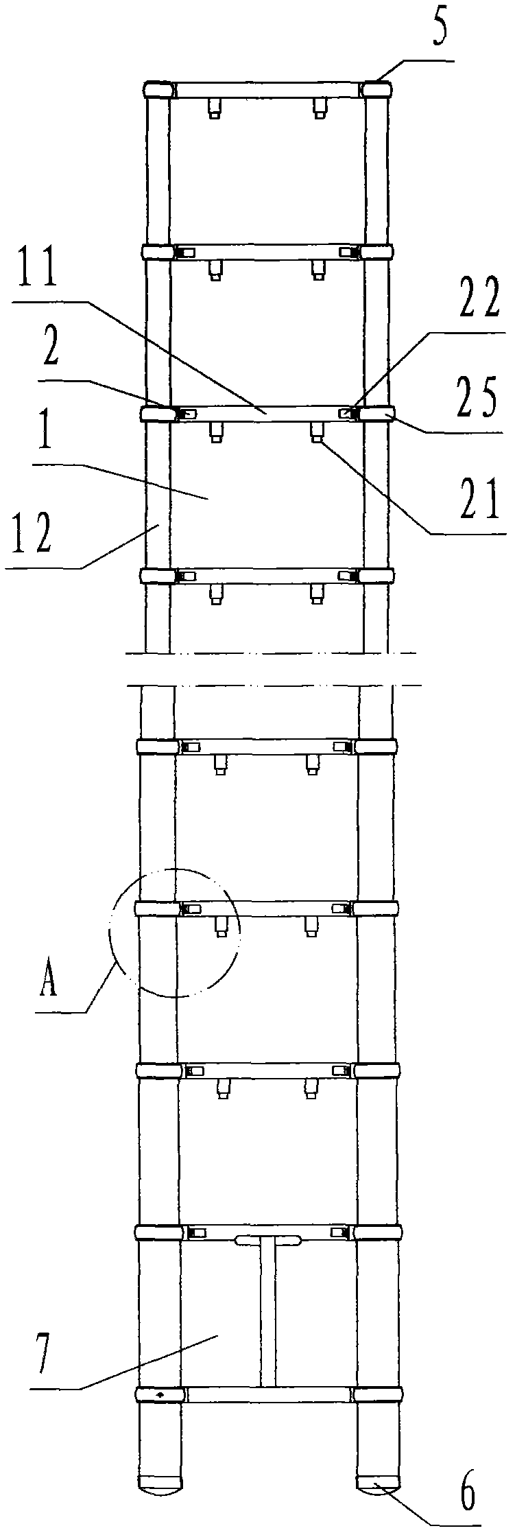 Safety telescopic ladder capable of being automatically gathered in slow descending mode under action of air resistance