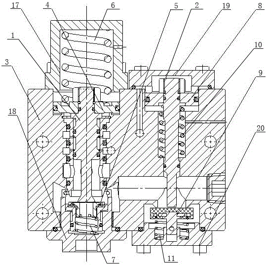 Double-heading valve with automatic changeover function