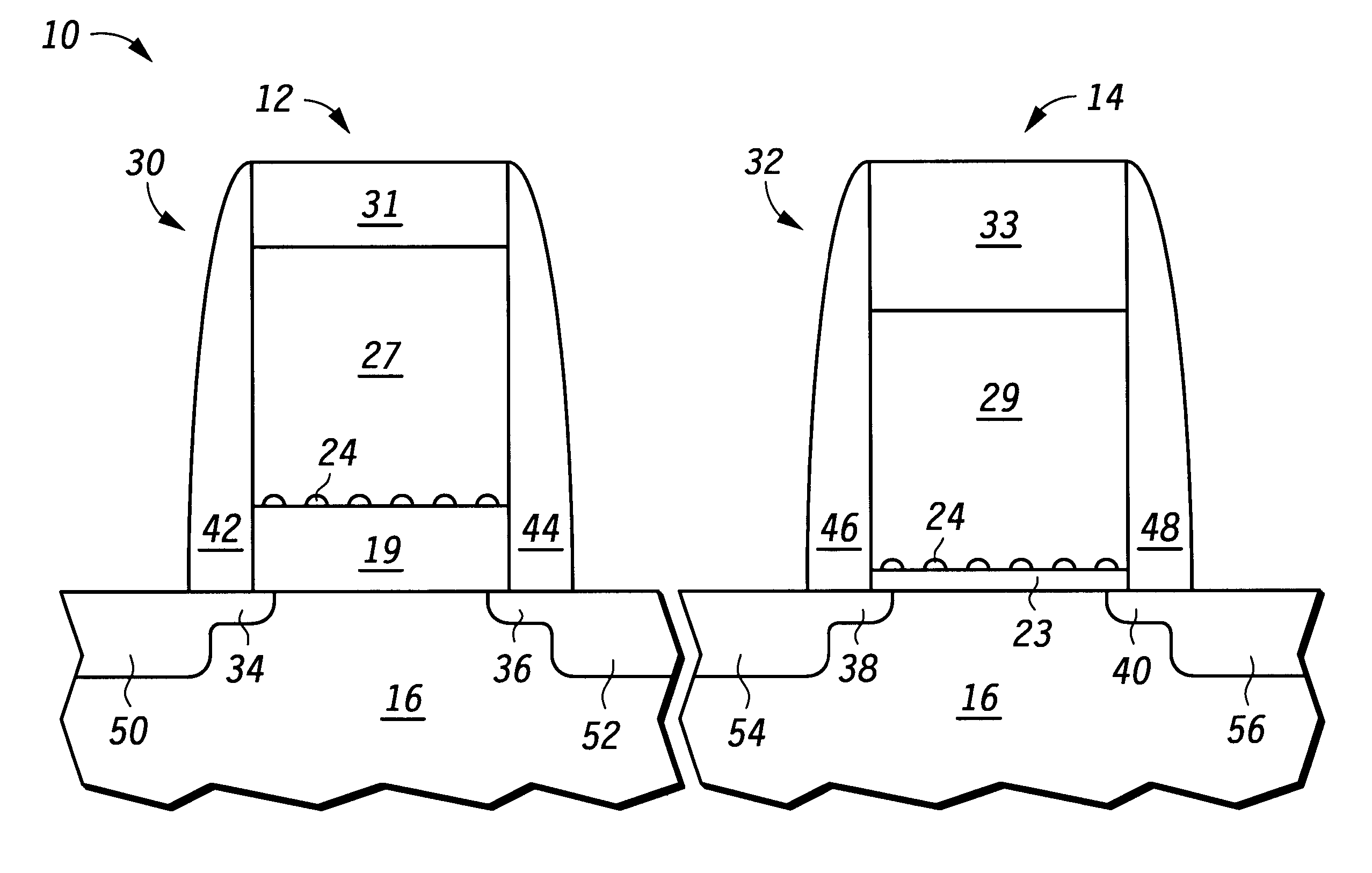 Integration of two memory types on the same integrated circuit