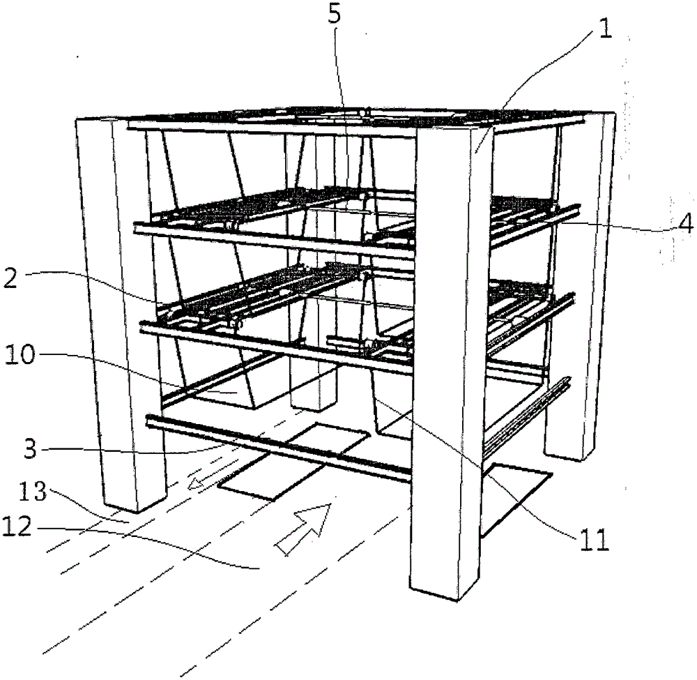 An underground three-dimensional garage with lifting and bidirectional lateral movement without avoidance