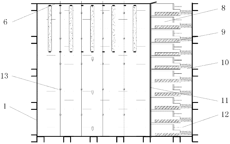 Model test device for measuring composite foundation lateral deformation and layered sedimentation